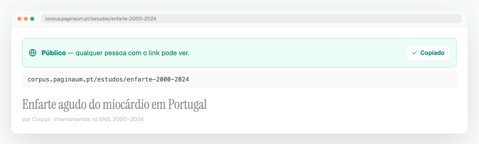 Partilhe — Publique com um link