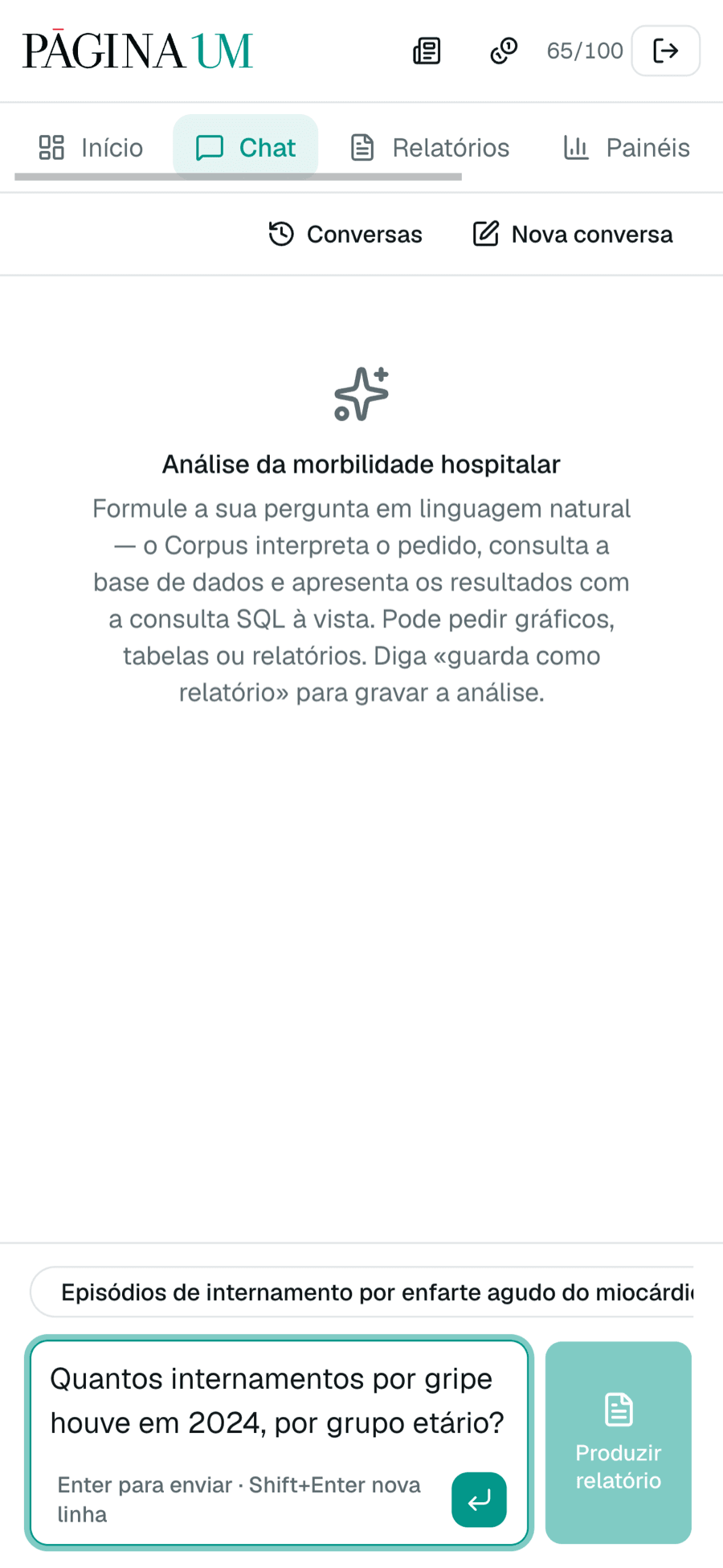 Chat de análise em linguagem natural no telemóvel